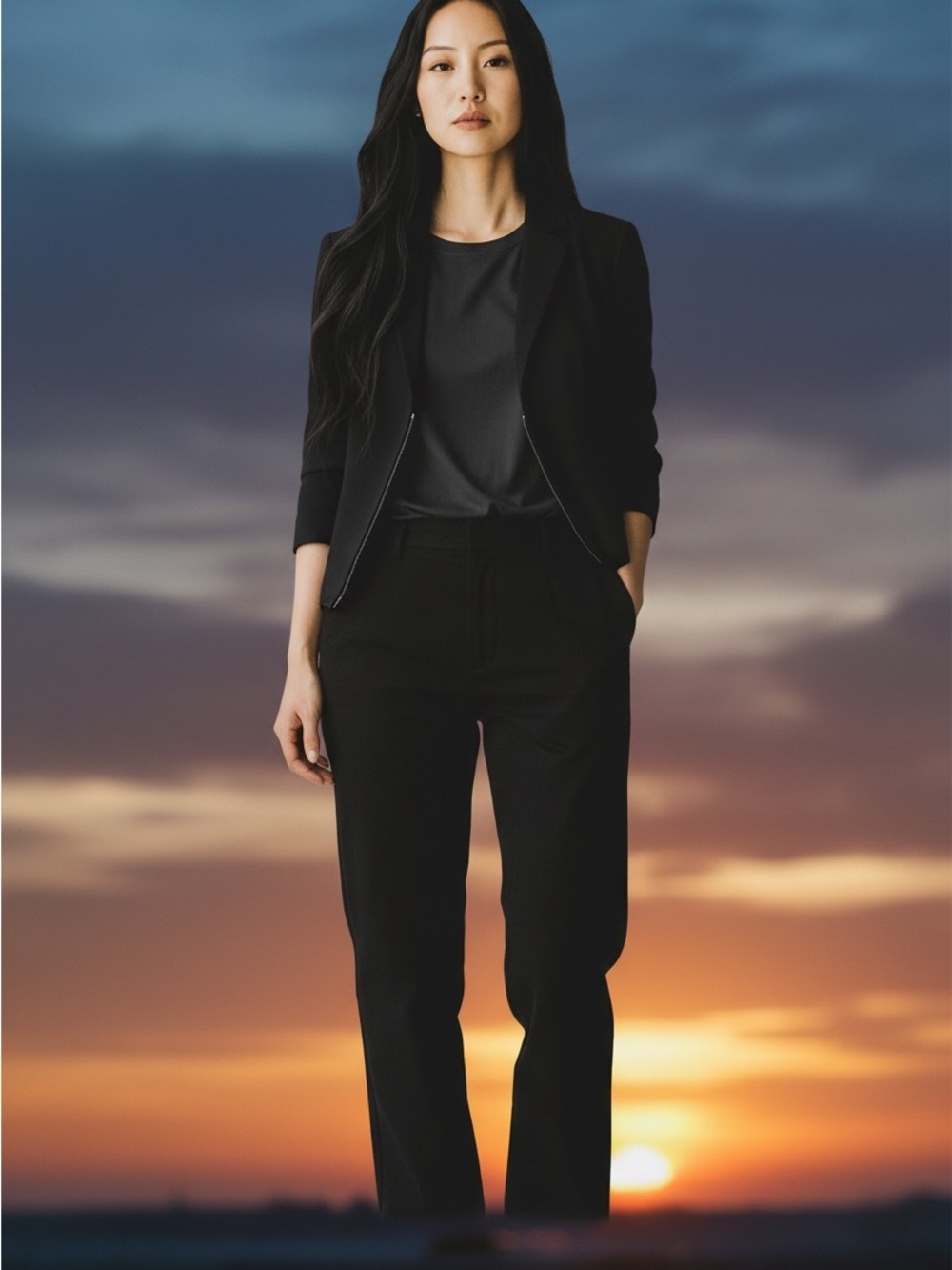 Kasper Black Women's Two-Piece Classic Pantsuit